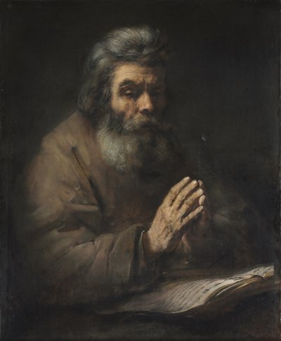 Egy idős ember imában alkotó: Rembrandt van Rijn