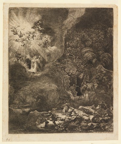 Angyal jelenik meg a pásztoroknak alkotó: Rembrandt van Rijn
