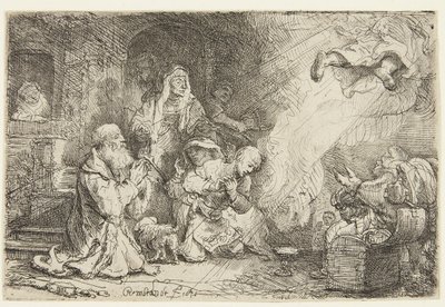 Az angyal távozik Tóbiás családjától alkotó: Rembrandt van Rijn