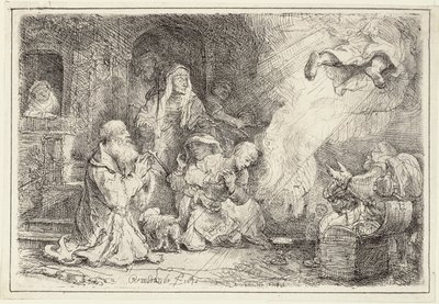 Angyal távozik Tóbiás családjától, 1641 alkotó: Rembrandt van Rijn