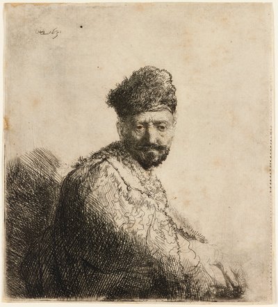 Szakállas férfi bundás keleti sapkában: a művész apja, 1631. alkotó: Rembrandt van Rijn
