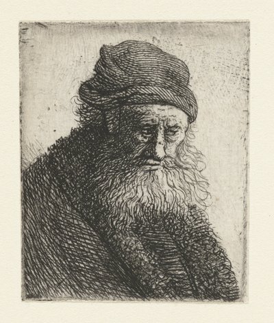 Szakállas férfi rövid hullámos hajjal: mell alkotó: Rembrandt van Rijn