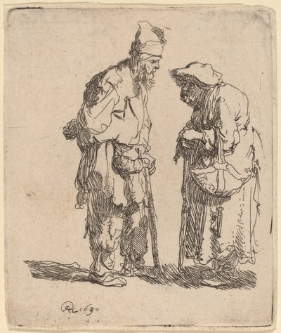 Koldus férfi és koldusasszony beszélget alkotó: Rembrandt van Rijn