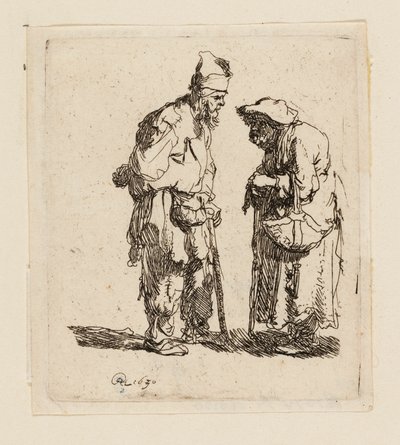 Koldus férfi és koldusasszony beszélget alkotó: Rembrandt van Rijn