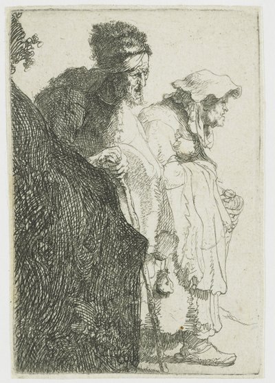 Koldus férfi és nő egy bank mögött Koldus férfi és nő egy bank mögött alkotó: Rembrandt van Rijn