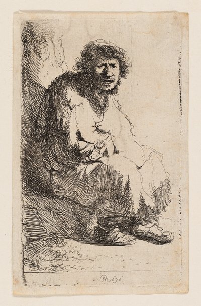 Koldus ül egy bankon alkotó: Rembrandt van Rijn