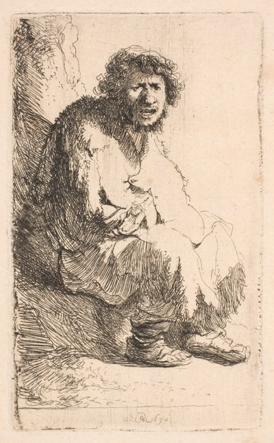 Egy parton ülő koldus alkotó: Rembrandt van Rijn