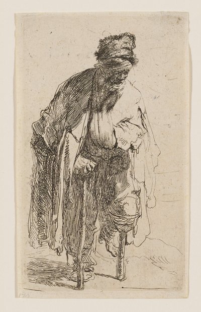Fából készült lábú koldus alkotó: Rembrandt van Rijn