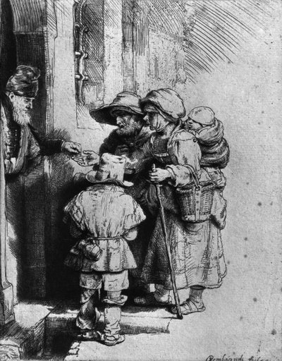 Koldusok egy ház küszöbén, 1648 alkotó: Rembrandt van Rijn