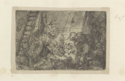 Besnijdenis in de stal Nyolcvanöt eredeti nyomat gyűjteménye (sorozat címe) alkotó: Rembrandt van Rijn