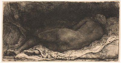 Fekete-afrikai lány fekve alkotó: Rembrandt van Rijn