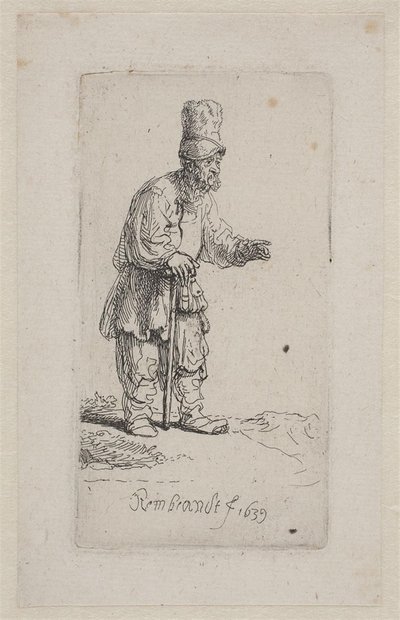 Botra támaszkodó paraszt alkotó: Rembrandt van Rijn