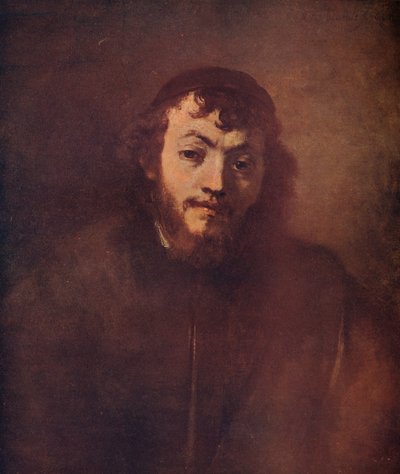 Egy szakállas fiatalember mellszobra koponyasapkával, 1663 alkotó: Rembrandt van Rijn