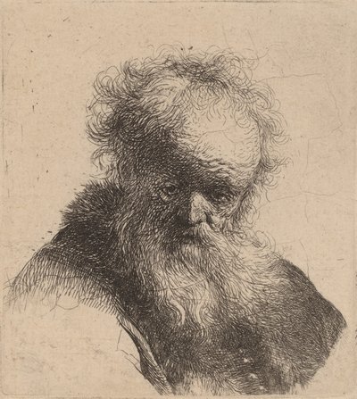 Folyó szakállú, fehér ujjú öregember mellszobra, c. 1630. alkotó: Rembrandt van Rijn