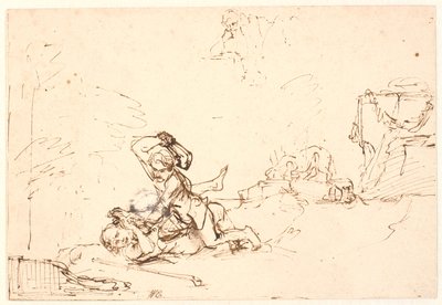 Káin megöli Ábelt alkotó: Rembrandt van Rijn