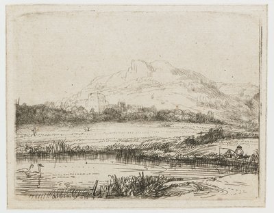 Csatorna horgász és két hattyú Csatorna horgász és két hattyú alkotó: Rembrandt van Rijn
