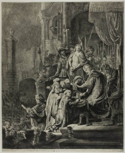 Krisztus Pilátus előtt: Nagy tányér alkotó: Rembrandt van Rijn