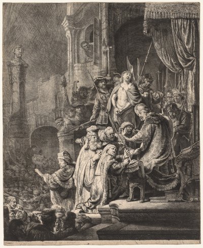 Krisztus Pilátus előtt: Nagy tányér alkotó: Rembrandt van Rijn