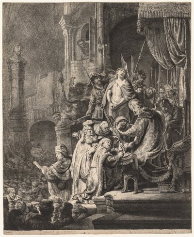 Krisztus Pilátus előtt: Nagytányér, 1636. alkotó: Rembrandt van Rijn