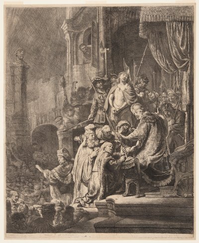 Krisztus Pilátus előtt: A nagy tányér alkotó: Rembrandt van Rijn