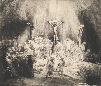 Megfeszített Krisztus a két tolvaj között A három kereszt, 1653. alkotó: Rembrandt van Rijn