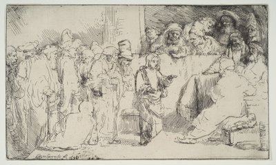 Krisztus vitatkozik az orvosokkal, vázlat, 1652. alkotó: Rembrandt van Rijn