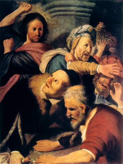 Krisztus kiűzi a pénzváltókat a templomból, 1626 alkotó: Rembrandt van Rijn