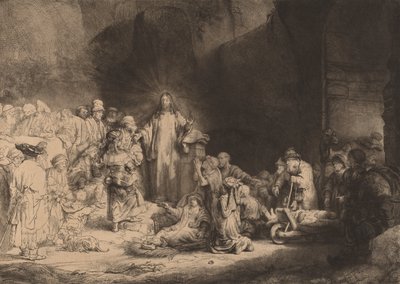 Krisztus prédikálja a száz guldenes nyomtatványt, c. 1649. alkotó: Rembrandt van Rijn