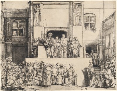 Krisztus bemutatott a népnek: Hosszúkás tányér alkotó: Rembrandt van Rijn
