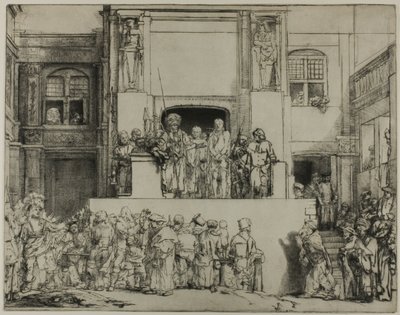 Krisztus bemutatott a népnek: Hosszúkás tányér alkotó: Rembrandt van Rijn