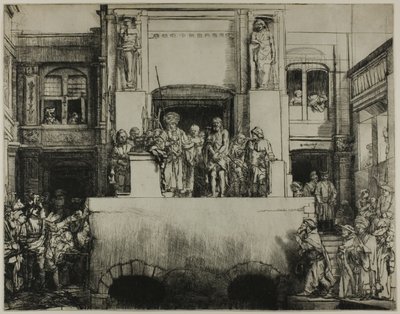 Krisztus bemutatott a népnek: Hosszúkás tányér alkotó: Rembrandt van Rijn