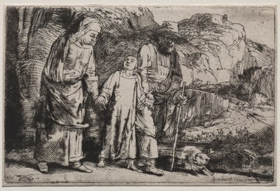 Krisztus visszatér a templomból a szüleivel alkotó: Rembrandt van Rijn