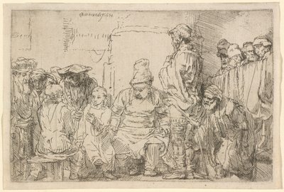 Az ülő Krisztus vitatkozik a törvénytudókkal alkotó: Rembrandt van Rijn