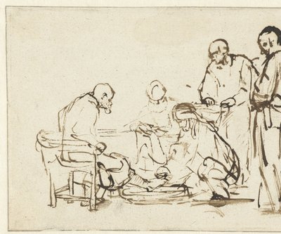 Krisztus megmossa a tanítványok lábát alkotó: Rembrandt van Rijn