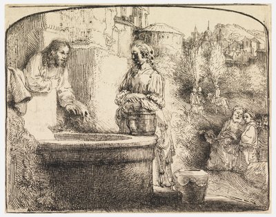 Krisztus és a szamáriai asszony alkotó: Rembrandt van Rijn