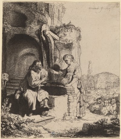 Krisztus és a szamáriai asszony a romok között alkotó: Rembrandt van Rijn