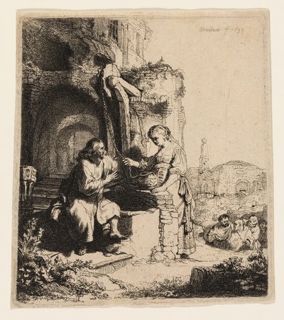 Krisztus és a szamáriai asszony a romok között alkotó: Rembrandt van Rijn