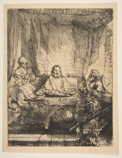 Krisztus Emmausban: A nagyobb tányér, 1654. alkotó: Rembrandt van Rijn