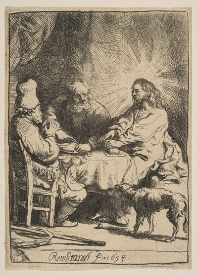 Krisztus Emmausban: A kisebb tányér, 1634. alkotó: Rembrandt van Rijn