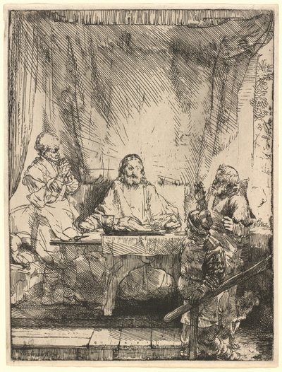 Krisztus Emmausban: a nagyobb tányér alkotó: Rembrandt van Rijn