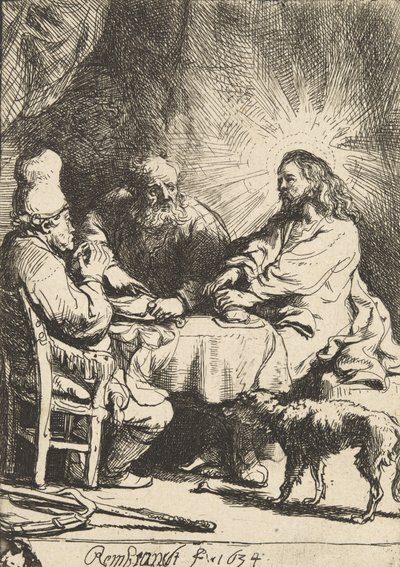 Krisztus Emmausban: a kisebb tányér, 1634. alkotó: Rembrandt van Rijn