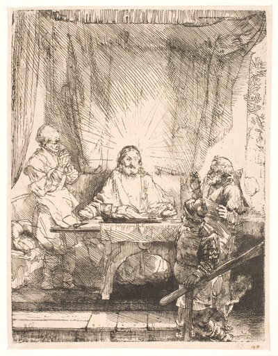 Krisztus Emmausban: a nagyobb táblakép alkotó: Rembrandt van Rijn