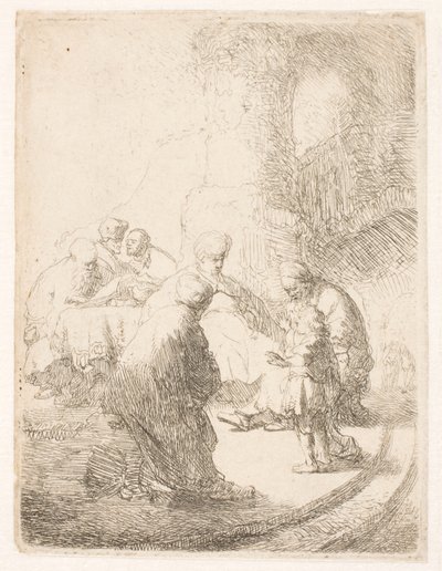 Krisztus vitája a törvénytudókkal: kis táblakép alkotó: Rembrandt van Rijn