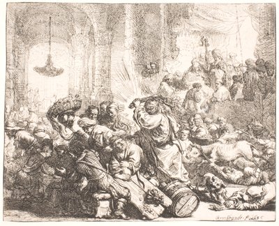 Krisztus kiűzi a pénzváltókat a templomból alkotó: Rembrandt van Rijn