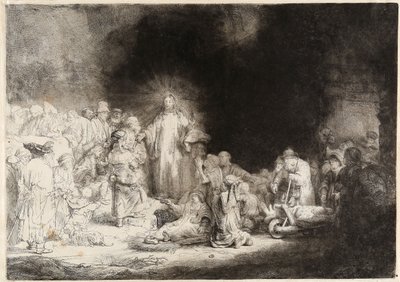 Betegeket gyógyító Krisztus A száz guldennyomat alkotó: Rembrandt van Rijn