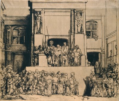 Krisztus bemutatta a népnek: hosszúkás lemez, 1655 alkotó: Rembrandt van Rijn