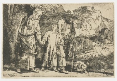 Krisztus visszatér a templomból szüleivel alkotó: Rembrandt van Rijn