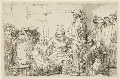 Krisztus ülve vitatkozik a törvénytudókkal alkotó: Rembrandt van Rijn