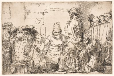 Krisztus ülve vitatkozik a törvénytudókkal alkotó: Rembrandt van Rijn