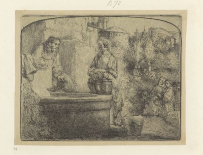 Krisztus és a szamaritánus asszony Recueil de quatre-vingt-cinq estampes originales (sorozat címe) alkotó: Rembrandt van Rijn